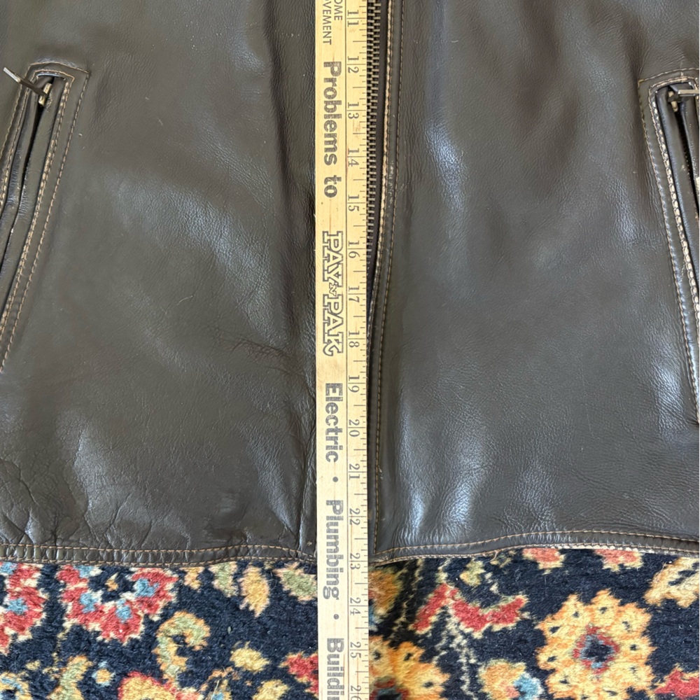 Vintage Brown Bomber Motto Leather Jacket Express Large Distressed Finish 90s. - Picture 9 of 16